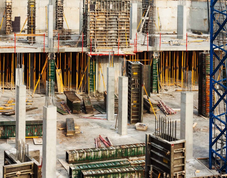 Sky deck system installation for concrete pouring